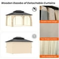 thumbnail image 7 of 11’x13’ Outdoor Wooden Gazebo - Outdoor Patio Gazebo with Galvanized Steel Double Roof, Cedar Wooden Frame Pavilion with Netting and Curtains, Pergolas for Garden, Lawn, Poolside, Backyard Deck, 7 of 7