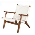 thumbnail image 4 of Plata Décor Import Inc – Walnut White Ash Wood & Rattan Lounge Chair – Modern Accent Chair for Living Room, Bedroom or Office, 4 of 5