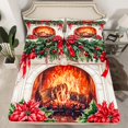 thumbnail image 2 of Feelyou Christmas Poinsettia Twin Sheet Sets, Red Flower Floral Twin Fitted Sheet, Teens Adult Boys Girls Flat Sheet, Luxury Bedroom Decor, 3pcs, 2 of 7