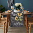 thumbnail image 2 of You Are My Sunshine Table Runner - 60 Inch Long, Kitchen Dining Table Runner Dresser Scarves, Yellow Sunflowers Cute Bees Heart Dark Gray Farmhouse Decor for Coffee Tables Wedding Party Banquet, 2 of 8