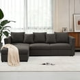 thumbnail image 6 of FamiTOP 110” Chenille 3 Seats Sofa with Movable Ottoman & Adjustable Armrests, Modern Sectional Sofa with Deep Seats, Upholstered L Shape Sofa with Comfortable Backrests for Living Room, Grey, 6 of 7