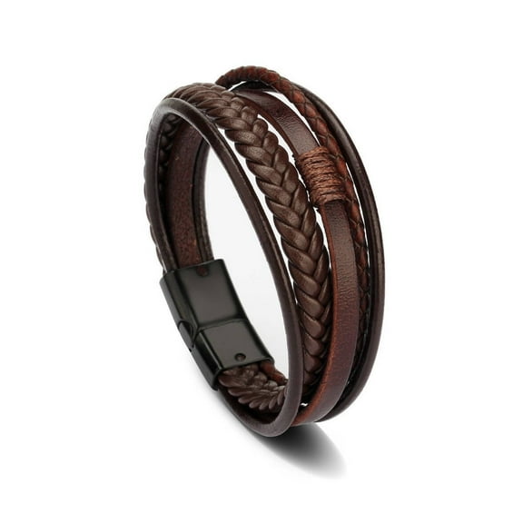 DESIGNICE Leather Bracelet,Unique Ethnic Design Charm Bracelet,Modern Cross Cultural Bracelets,Black