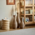 thumbnail image 5 of YIQMI Faux Rattan Floor Vase Set of 3 Boho Natural Beige PVC Tall Vases Home Decor, Housewarming Gift, 5 of 11