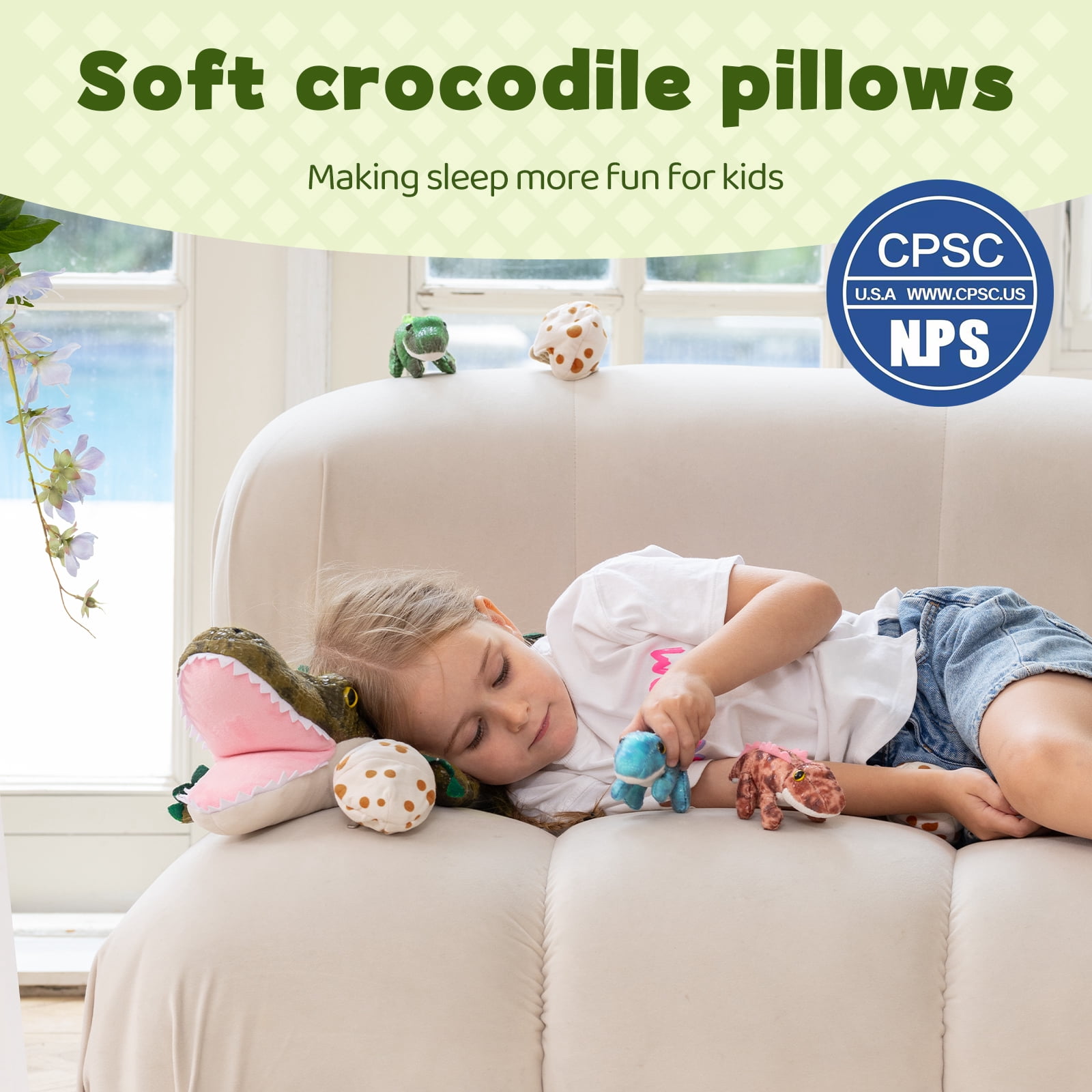 MorisMos 24" Alligator Stuffed Animal Mommy Stuffed Crocodile with 3 Babies and 3 Eggs