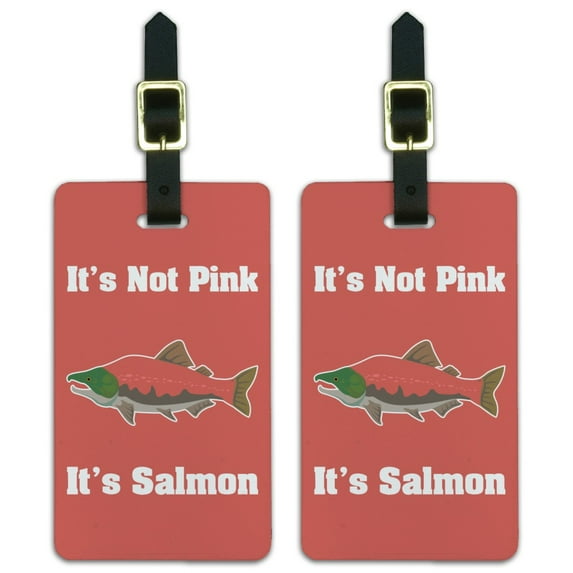 Not Pink Salmon Color Funny Luggage ID Tags Suitcase Carry-On Cards - Set of 2