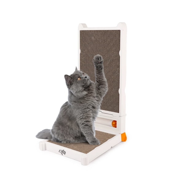 All For Paws L-Shape Cat Scratching Cardboard, Foldable Cardboard Cat Scratcher Pad with Ball Track Toy for Indoor Cats