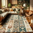 thumbnail image 2 of Ambesonne Southwestern Decorative Rug Carpet, Stripes of Boho Ethnic, 2' 2" x 3' 7", Hunter Green Paprika Tan, 2 of 5