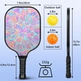 thumbnail image 4 of Pickleball Paddles Set Of 2, Fiberglass Surface, Colorful Geometry Print, 4 Balls & Bag, 4 of 5