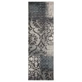 thumbnail image 2 of 10' Teal And Gray Damask Distressed Stain Resistant Runner Rug, 2 of 3