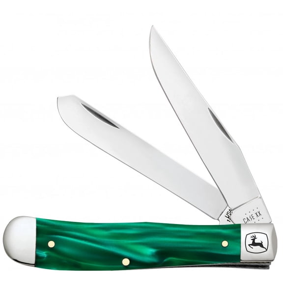 Case XX Knives John Deere Green Pearl Kirinite Trapper Stainless Pocket Knife