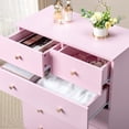thumbnail image 4 of Hassch 25.98" Wide Dresser with 4 Drawers and Matte Gold Handles, Floor Standing Bedroom Organizer, Pink, 4 of 10