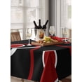 thumbnail image 6 of Black Red Table Cloth, White Circle Geometric Abstract Texture Waterproof Tablecloth for Rectangle Tables, Reusable Washable Fabric Table Cover for Restaurant Kitchen Dining Tables 60"x84", 6 of 6