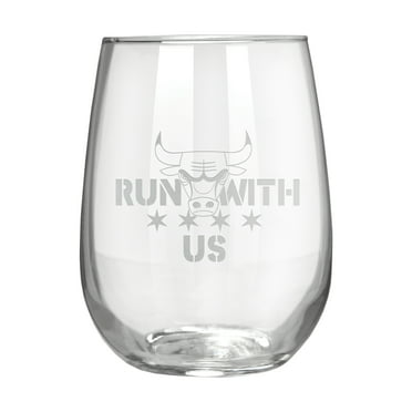 Chicago Bulls Etched 17oz. Rally Cry Stemless Wine Glass