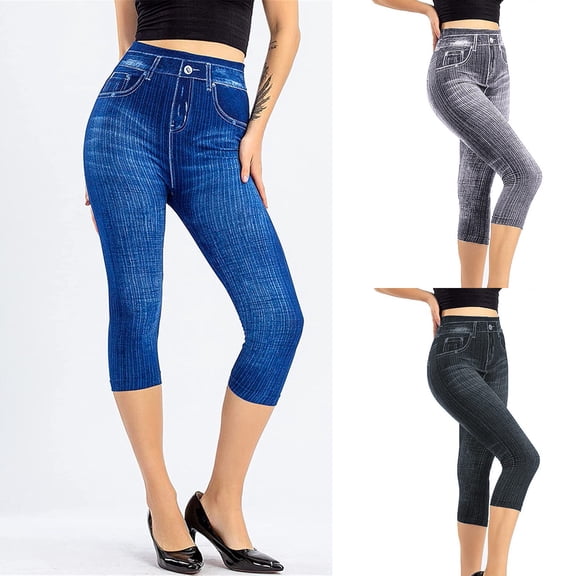 Women's Stretch Capri Leggings with Elastic Waist Comfortable Ankle Length Pants for Casual and Active Wear