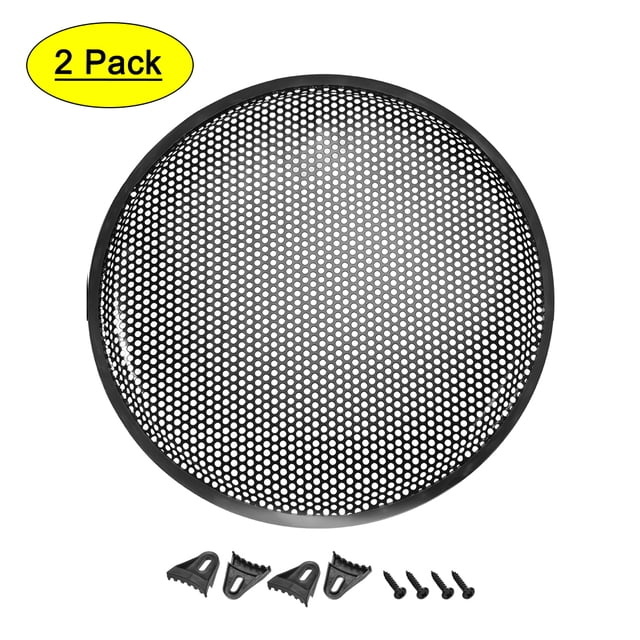 Unique Bargains 2pcs 15' Speaker Waffle Grill Metal Mesh Audio Subwoofer Guard Protector Cover with Clips, Screws