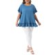 thumbnail image 2 of Blusas de verano casuales de mujer de tallas grandes Agnes Orinda para el Día de San Patricio, con dobladillo en capas, cuello redondo y mangas cortas, 3X, azul, 2 of 6