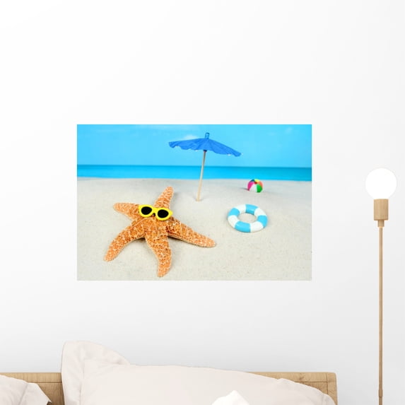 Sunbathing Starfish Wall Mural by Wallmonkeys Peel and Stick Graphic (18 in W x 12 in H) WM202990