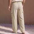 thumbnail image 6 of Ceisia Men Cargo Pants Linen Cotton Multi Pockets Straight Leg Loose Fit Casual Outdoor Daily Long Trousers Gift, 6 of 10
