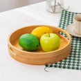 thumbnail image 3 of Versatile Round Bamboo Serving Tray with Handles Durable Storage Solution for Home, Kitchen, and Parties, 3 of 9