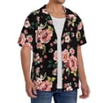 thumbnail image 4 of Vsdgher Rose Flowers Print Men's Wrinkle Free Untucked Cuban Shirt Business Casual Button Down Shirts Short Sleeve Shirt, 4 of 7
