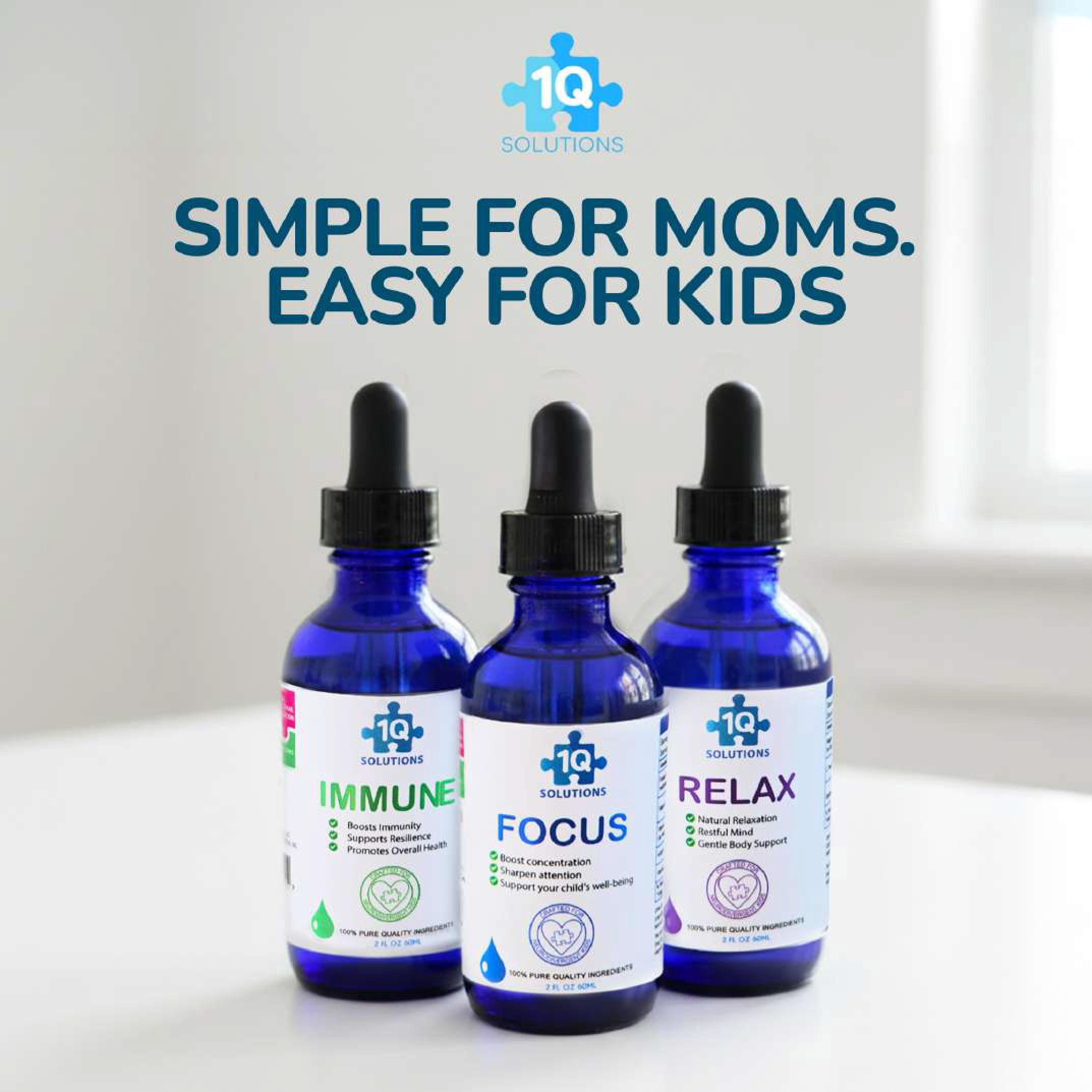 1Q Relax - Magnesium Glycinate & L-Theanine Liquid Natural Drops for Kids – Melatonin Free, Sugar-Free, Vegan, Non-GMO, Gluten-Free, Hypoallergenic with Micellar Technology - 2 fl oz