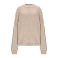 thumbnail image 4 of YUGYXL Womens Oversized Sweaters Ribbed Mock Neck Pullover Lantern Long Sleeve Chunky Jumper Fall Winter Trendy Sweater Beige S, 4 of 6