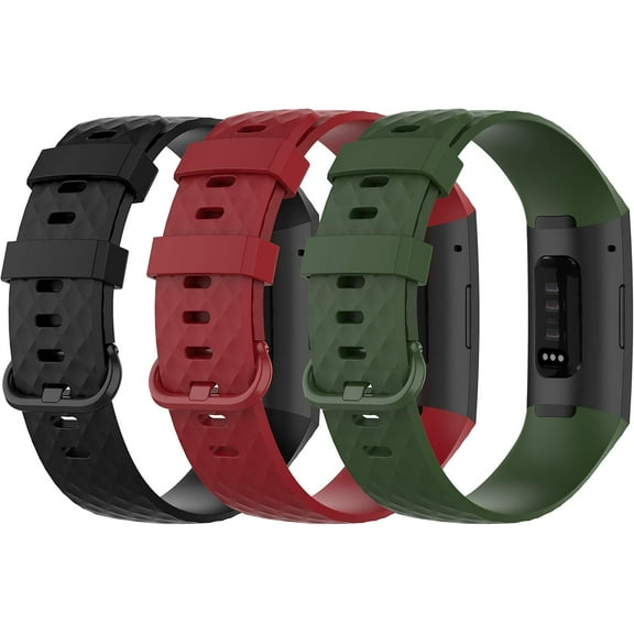 MYKOMI Compatible with Fitbit Charge 4 Bands, 3-Pack Soft Silicone Sport Adjustable Wristband Special Edition with Metal Buckle for Charge4 Men Women, S/L