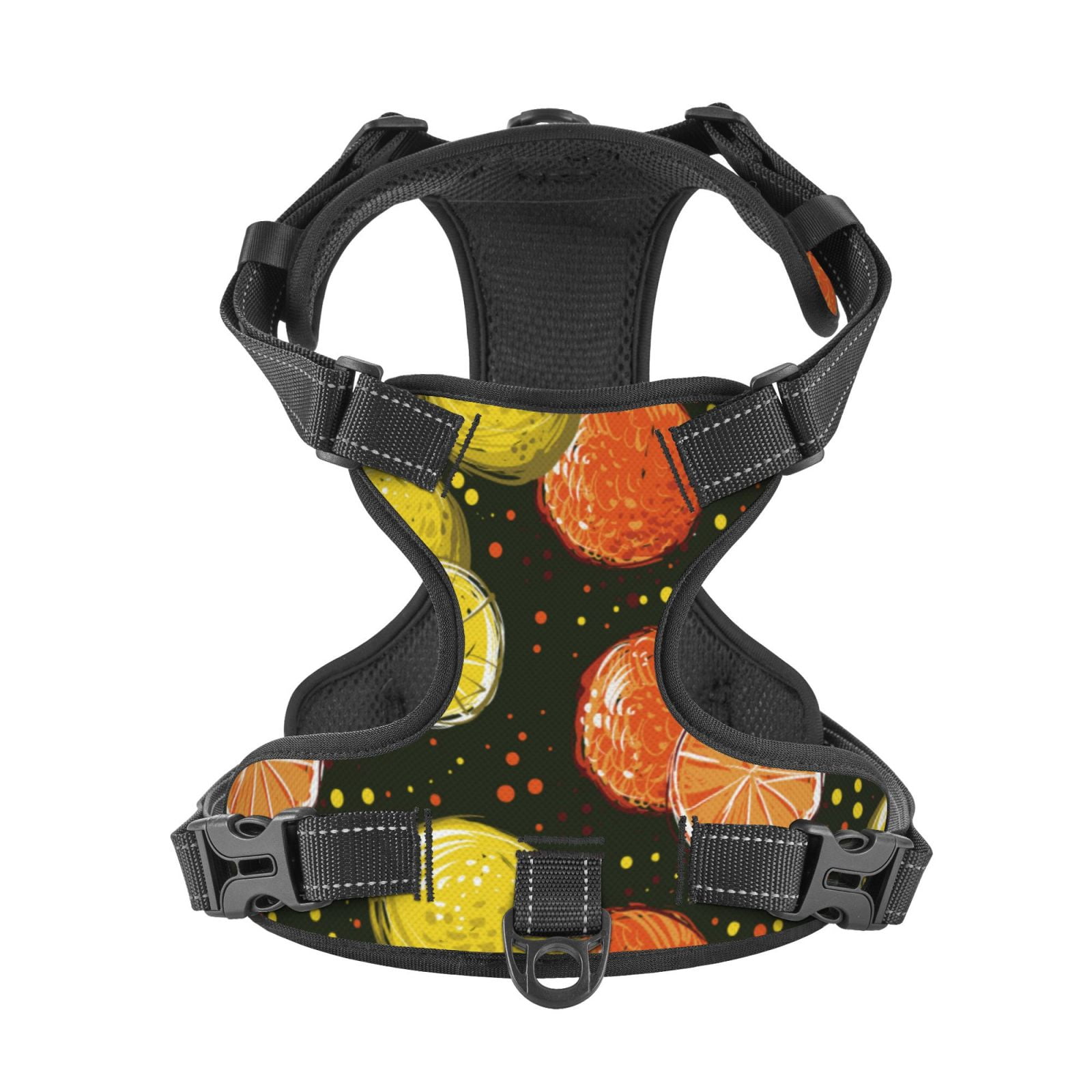 Kdxio Orange Lemon Print No Pull Dog Harness Adjustable Reflective Oxford Easy Control Medium Large Dog Harness for Training and Everyday-Medium