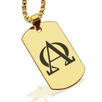 Stainless Steel Religious Alpha and Omega Dog Tag Pendant Necklace