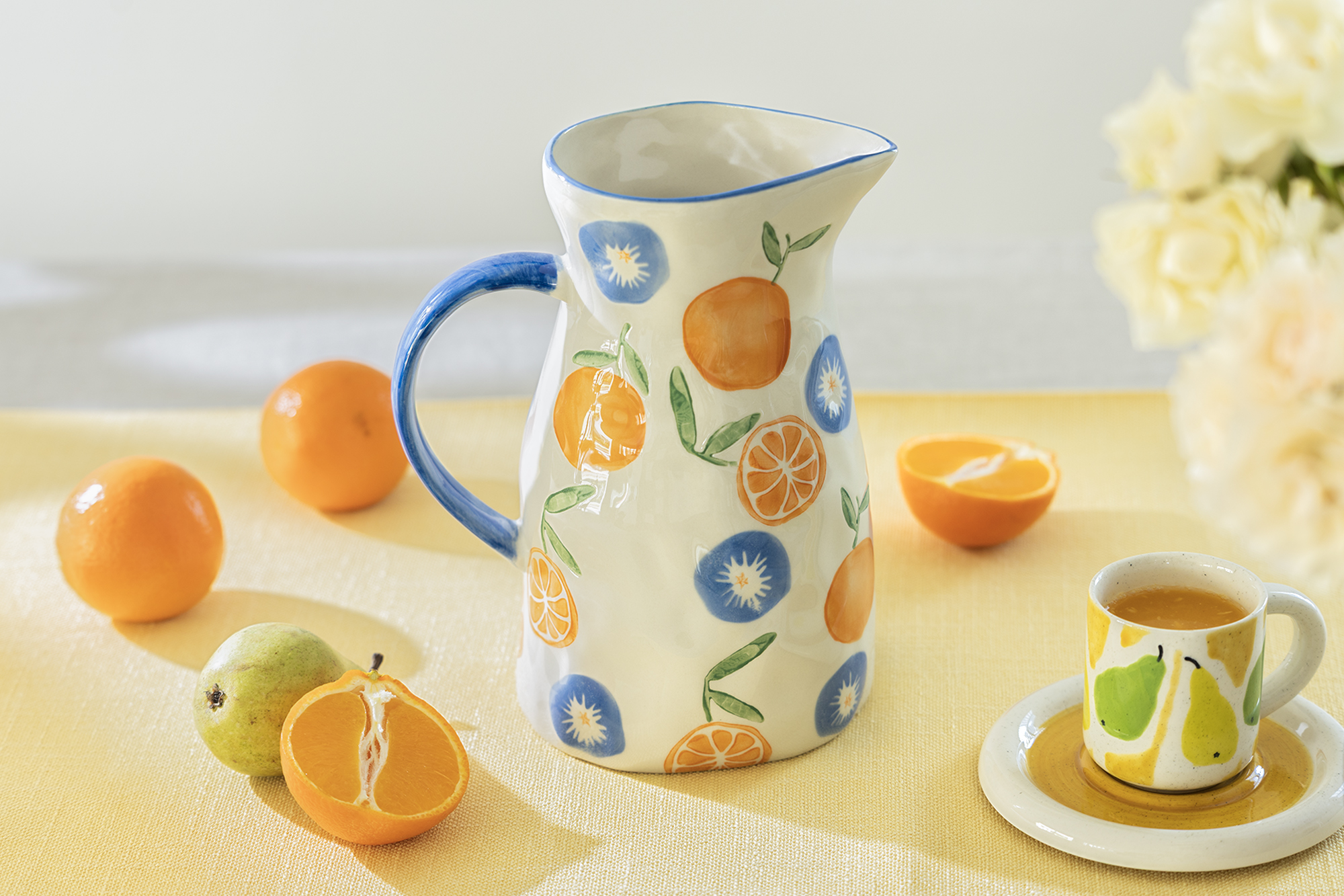 Potter's Studio Orange Bloom Pitcher 1.9qt Grace Teaware