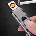 thumbnail image 1 of Electric Lighter Electronic Rechargeable Lighter, Lighter, USB Rechargeable Lighter Outdoor Windproof Cylindrical Fingerprint Sensing Lighter, 1 of 5