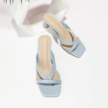 

Fashion Chunky Heel Sandals Square Toe Mule Sandals