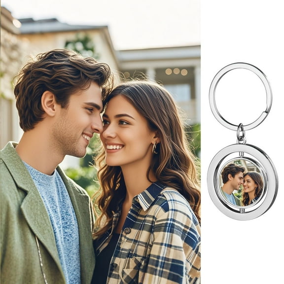 BAOPAI Personalized Stainless Steel Full Color Photo Keychain with Custom Text and Picture Engraving Double Sided Commemorative Jewelry Gift