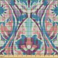 thumbnail image 2 of Ambesonne Abstract Fabric by the Yard Upholstery, Bohemian Hippie Pattern, 5 Yards, Plum and Cobalt Blue, 2 of 5