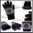 thumbnail image 3 of 2 pares de guantes de invierno cálidos para pantalla táctil para mujer, tejidos, suaves, con bonito patrón de Elaphurus, blanco/gris, talla única, 3 of 5