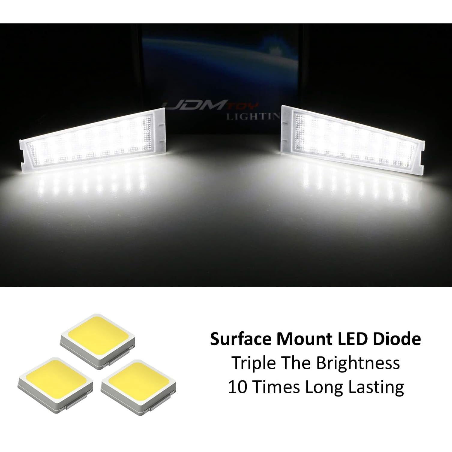 OEM-Fit 3W Full LED License Plate Light Kit For 2008-2010 Cadillac CTS CTS-V Sedan, Powered by 18-SMD Xenon White LED Diodes
