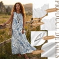 thumbnail image 6 of Xixirimido Toile de Jouy Blue Print Women Maxi Dresses Casual Summer Dresses Tank Long Flowy Sleeveless Sundresses with Pockets Beach Vacation Outfits, Parrot Butterfly Leopard, XX-Large, 6 of 7