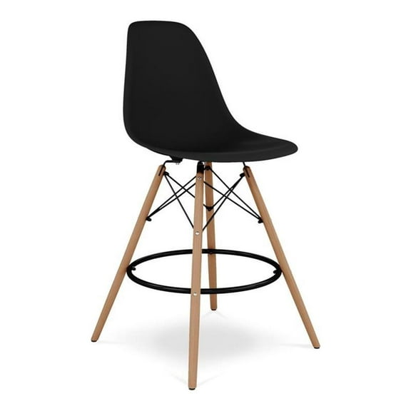 Aron Living Pyramid 28" Plastic and Wood Counter Stool in Black