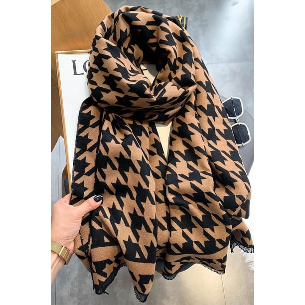 Nvzi Bufanda larga tipo manta, gruesa, de gran tamaño, para invierno y otoño, cálida, bufandas grandes a cuadros, chal, regalo para mujer, A