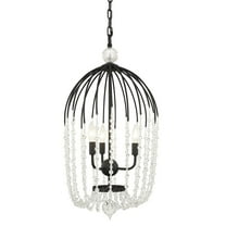 Varaluz Voliere 3-Lt Crystal Tall Pendant - Matte Black