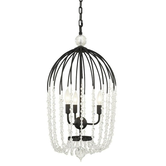 Varaluz Voliere 3-Lt Crystal Tall Pendant - Matte Black