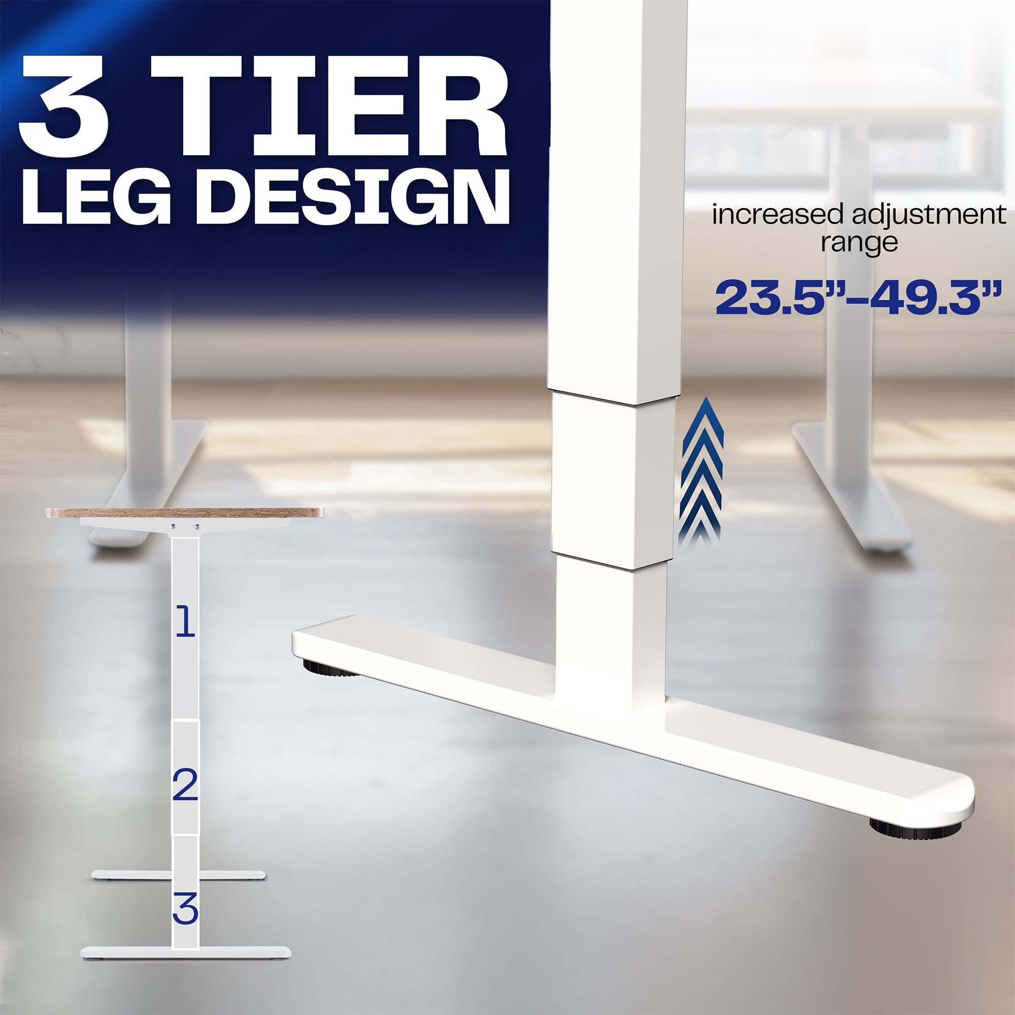 VIVO White Electric Standing Height Adjustable Desk Frame, Dual Motor Ergonomic
