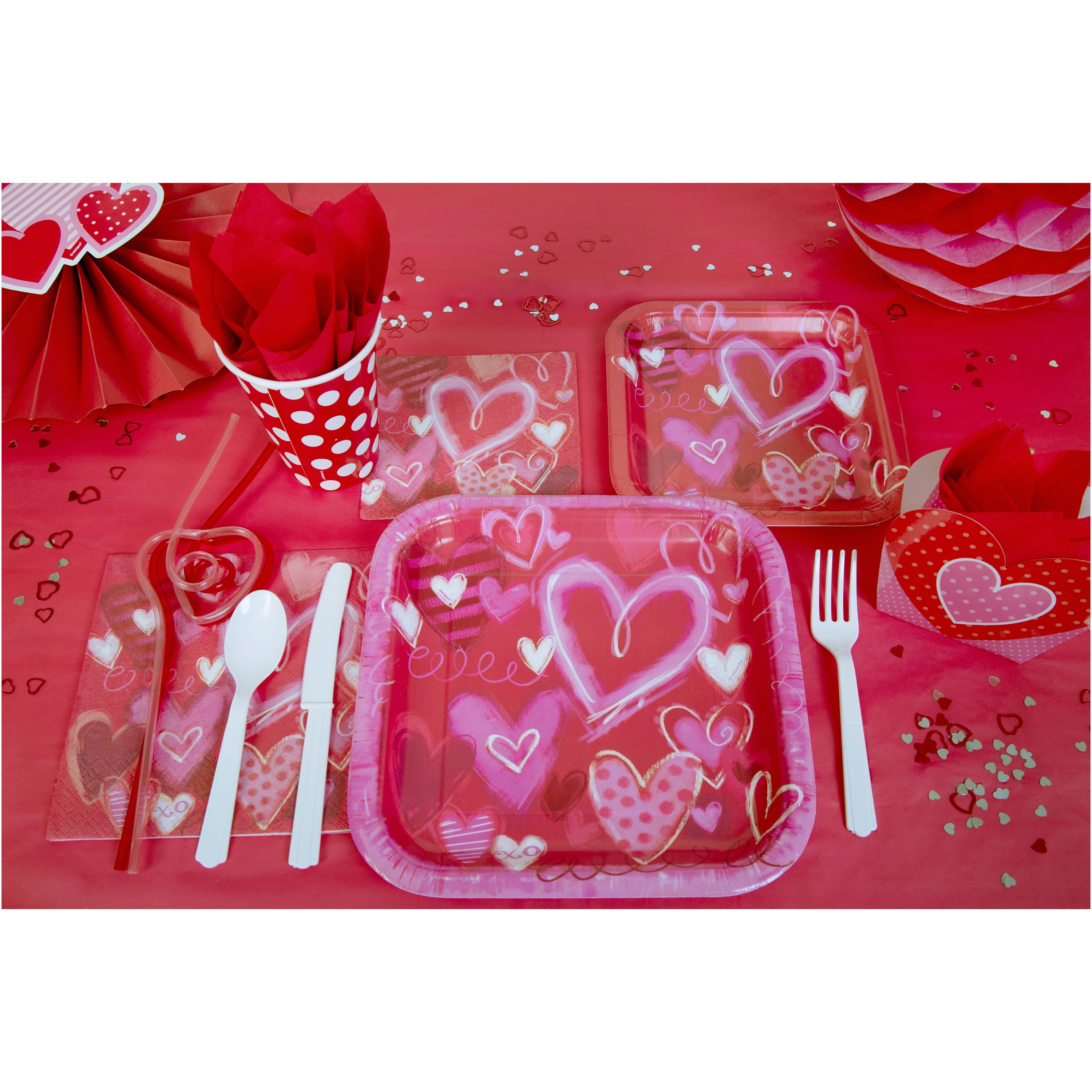 painted hearts valentines day party supplies walmart com volleyball valentines cards