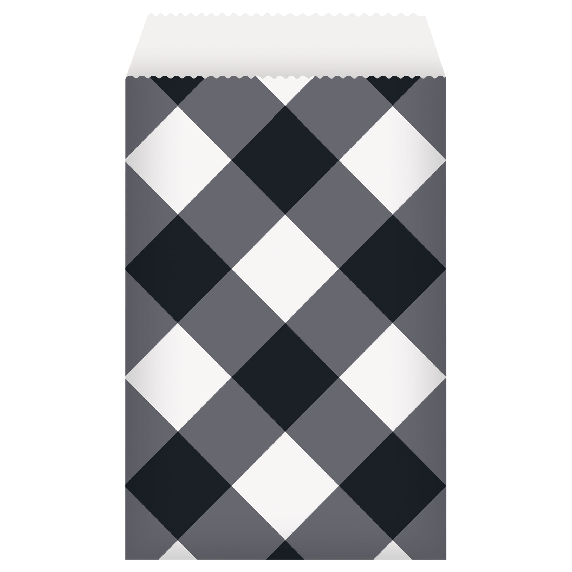 (6 pack) Way to Celebrate! Paper Black Buffalo Plaid Party Cookie Bags, 8ct