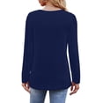 thumbnail image 4 of LISTHA Womens Long Sleeve T Shirts Trendy Pleated Tunic Tops Crew Neck Casual Blouses 2025 Dressy Tops Navy 3L, 4 of 6