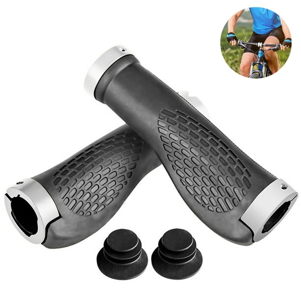 1 Pair Bike Handlebar Grips, Ergonomic Shockproof Bicycle Handle Grip for  Mountain Bike with End Caps