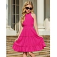 thumbnail image 4 of Arshiner Girls Dress Kids Halter Sleeveless Elegant Flowy Summer Casual A-Line Dress, 4 of 6