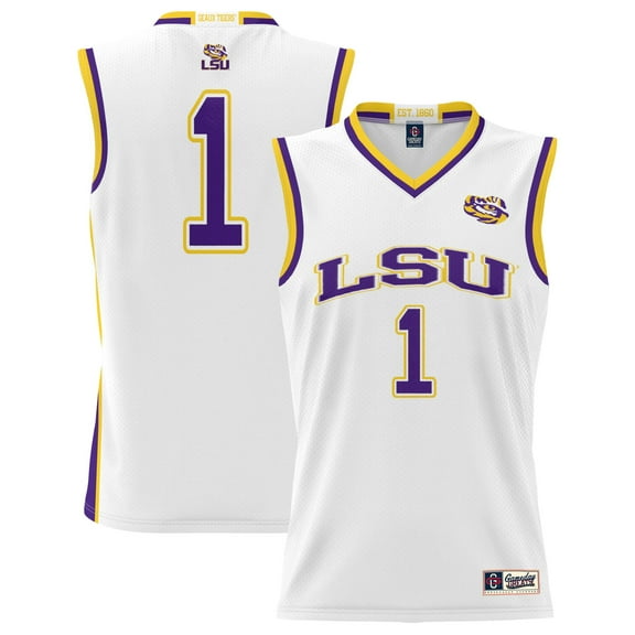 Male GameDay Greats #1 White LSU Tigers Lightweight Basketball Jersey
