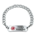thumbnail image 1 of Bracelet Médical Identification Diabète Type 1 ID Miami Cubain pour Hommes 8.5 Pouces Acier Gravé sur Mesure, 1 of 6