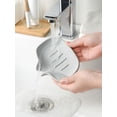 thumbnail image 3 of Juego de 2 (gris + blanco) jabonera de silicona para baño, jabonera de barra para ducha con bandeja de drenaje, jabonera de cascada para fregadero de cocina, 3 of 5